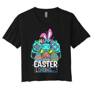 Video Game Easter Bunny Gaming Controller Gamer Women's Crop Top Tee