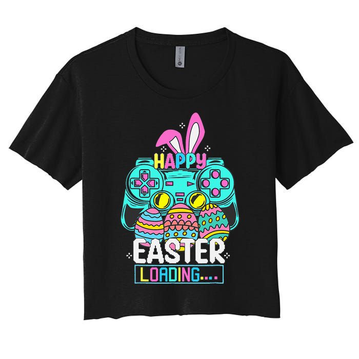 Video Game Easter Bunny Gaming Controller Gamer Women's Crop Top Tee