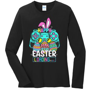 Video Game Easter Bunny Gaming Controller Gamer Ladies Long Sleeve Shirt