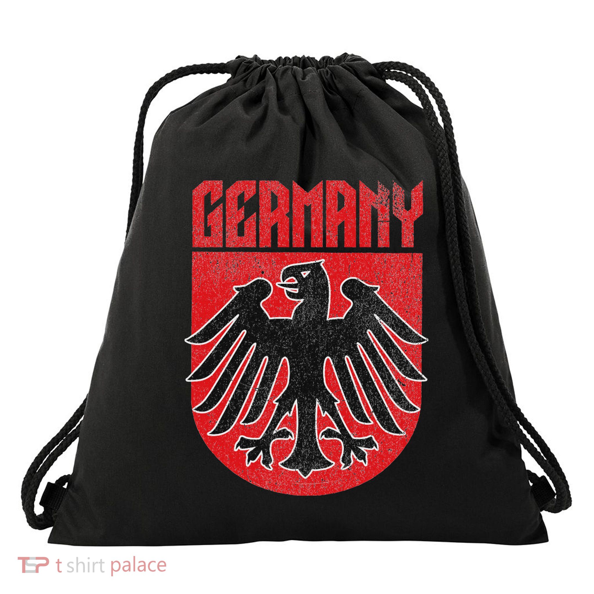Vintage German Eagle Deutschland Red Stocking Stuffer Drawstring Bag