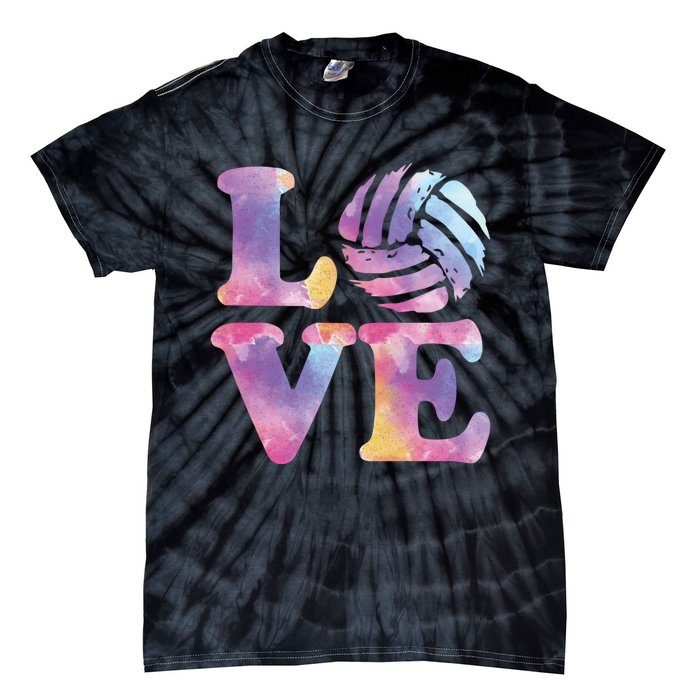 Volleyball Gift For Teen Girls Women Love Volleyball Gift Tie-Dye T-Shirt