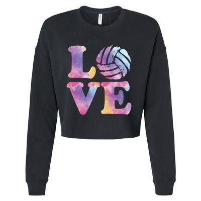 Volleyball Gift For Teen Girls Women Love Volleyball Gift Cropped Pullover Crew