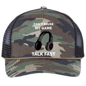 Video Gamer Funny Cant Pause My Game Talk Fast Meaningful Gift Retro Rope Trucker Hat Cap