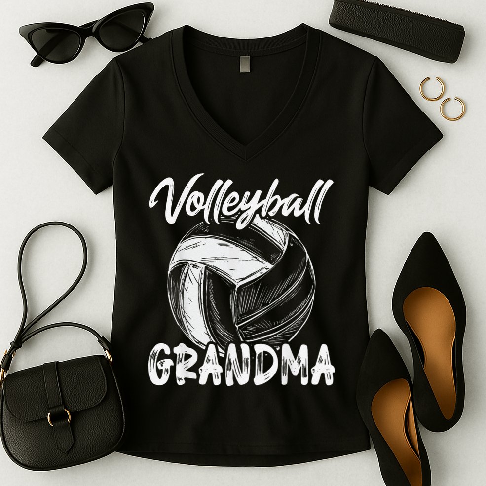 Volleyball Grandma For  Family Matching Players Team Women's V-Neck T-Shirt