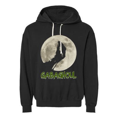 Vintage Gabaghoul Funny Hand Moon Halloween Garment-Dyed Fleece Hoodie