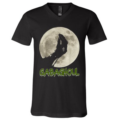 Vintage Gabaghoul Funny Hand Moon Halloween V-Neck T-Shirt