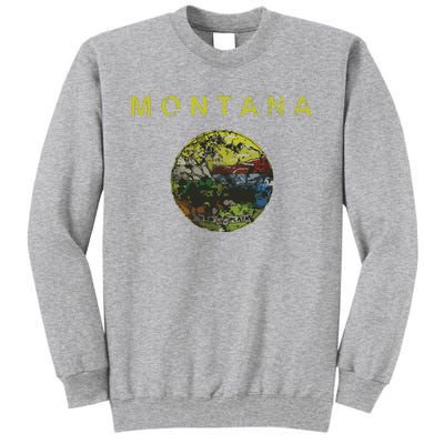 Vintage Grunge Flag Of Montana Patriotic Matching Group Tall Sweatshirt