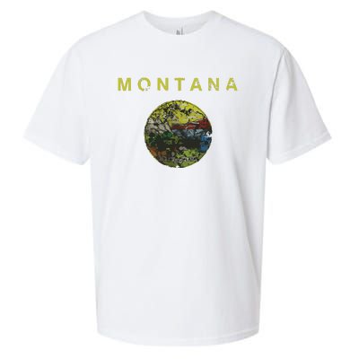 Vintage Grunge Flag Of Montana Patriotic Matching Group Sueded Cloud Jersey T-Shirt