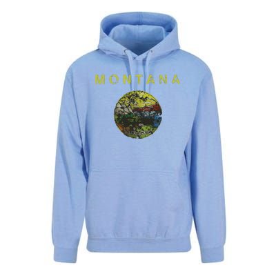 Vintage Grunge Flag Of Montana Patriotic Matching Group Unisex Surf Hoodie