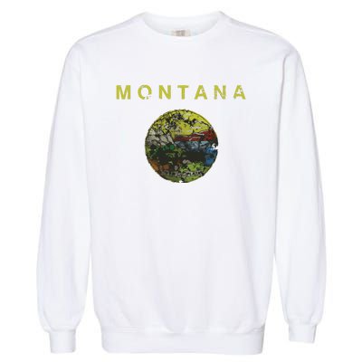 Vintage Grunge Flag Of Montana Patriotic Matching Group Garment-Dyed Sweatshirt