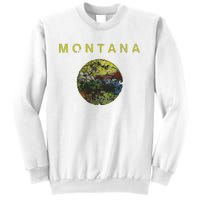 Vintage Grunge Flag Of Montana Patriotic Matching Group Sweatshirt