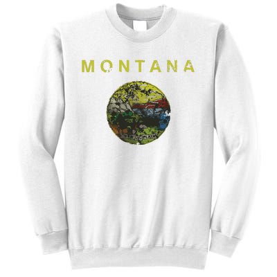 Vintage Grunge Flag Of Montana Patriotic Matching Group Sweatshirt