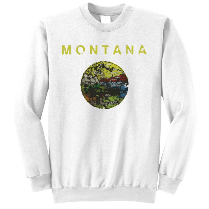 Vintage Grunge Flag Of Montana Patriotic Matching Group Sweatshirt