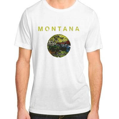 Vintage Grunge Flag Of Montana Patriotic Matching Group Adult ChromaSoft Performance T-Shirt