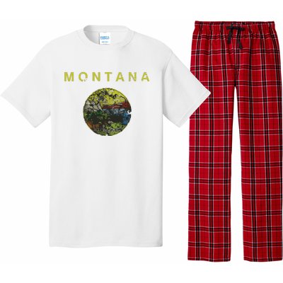 Vintage Grunge Flag Of Montana Patriotic Matching Group Pajama Set