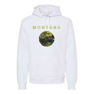 Vintage Grunge Flag Of Montana Patriotic Matching Group Premium Hoodie