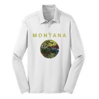 Vintage Grunge Flag Of Montana Patriotic Matching Group Silk Touch Performance Long Sleeve Polo