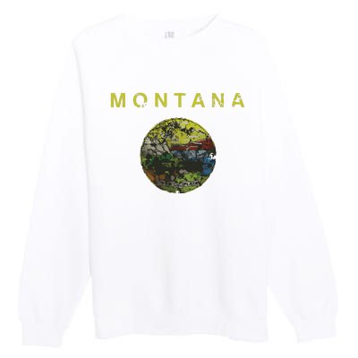 Vintage Grunge Flag Of Montana Patriotic Matching Group Premium Crewneck Sweatshirt