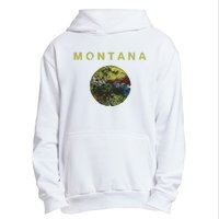 Vintage Grunge Flag Of Montana Patriotic Matching Group Urban Pullover Hoodie