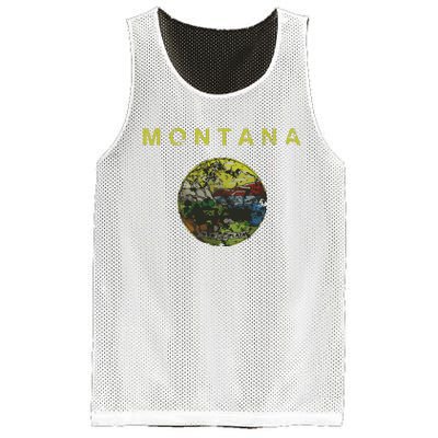 Vintage Grunge Flag Of Montana Patriotic Matching Group Mesh Reversible Basketball Jersey Tank