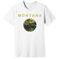 Vintage Grunge Flag Of Montana Patriotic Matching Group Premium T-Shirt