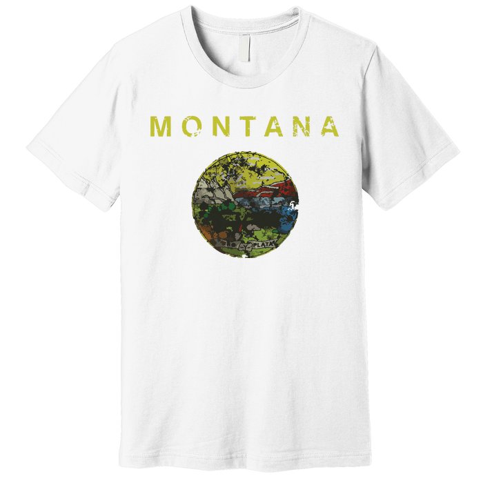 Vintage Grunge Flag Of Montana Patriotic Matching Group Premium T-Shirt