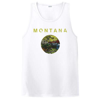 Vintage Grunge Flag Of Montana Patriotic Matching Group PosiCharge Competitor Tank