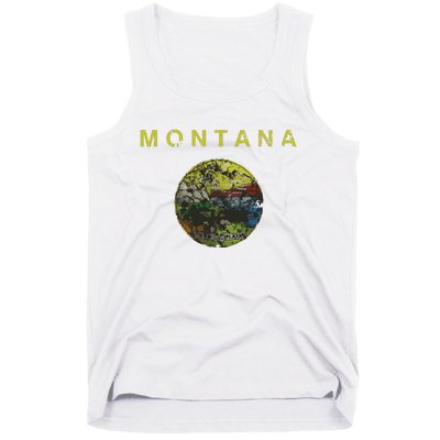 Vintage Grunge Flag Of Montana Patriotic Matching Group Tank Top