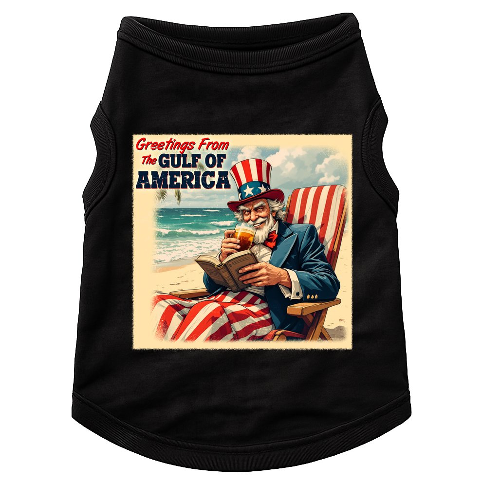 Vintage Greetings From The Gulf Of America Uncle Sam Doggie Tank