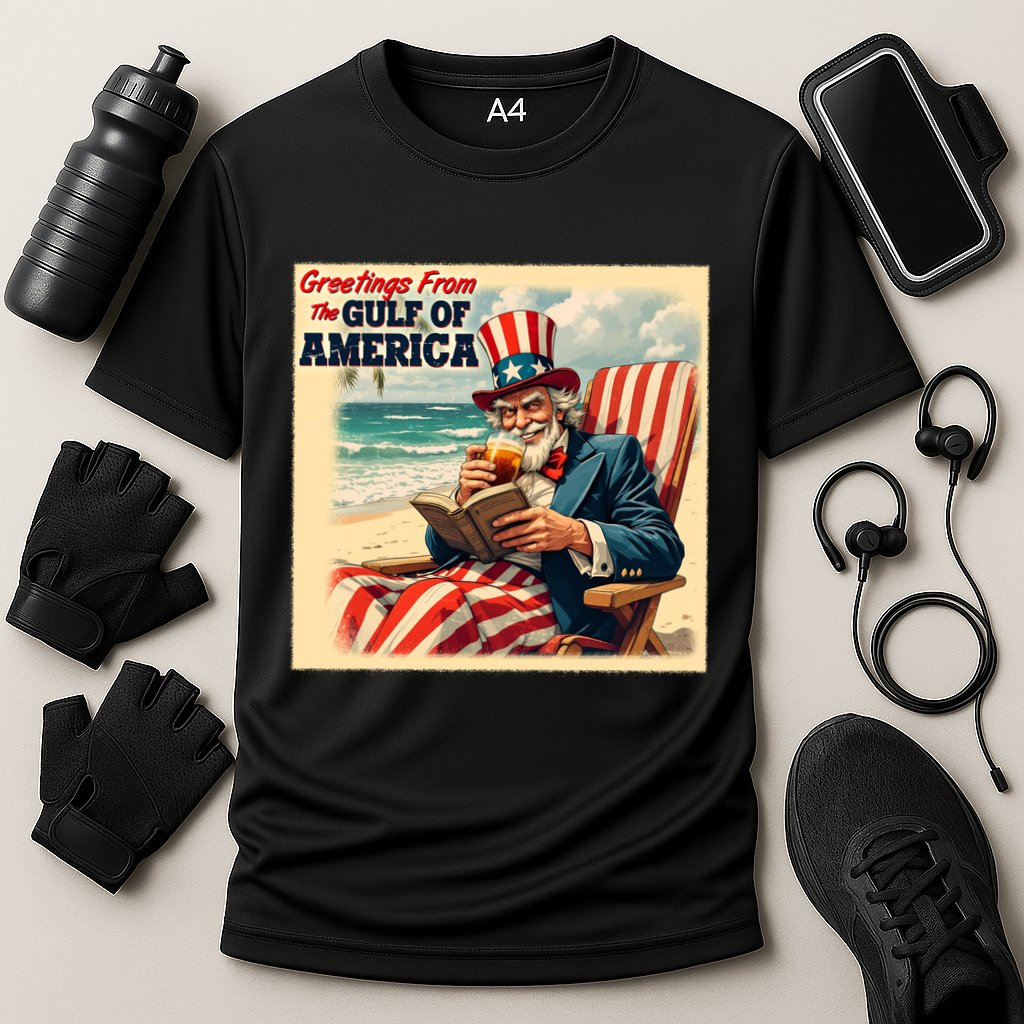 Vintage Greetings From The Gulf Of America Uncle Sam Cooling Performance Crew T-Shirt