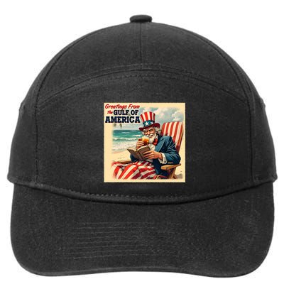 Vintage Greetings From The Gulf Of America Uncle Sam 7-Panel Snapback Hat