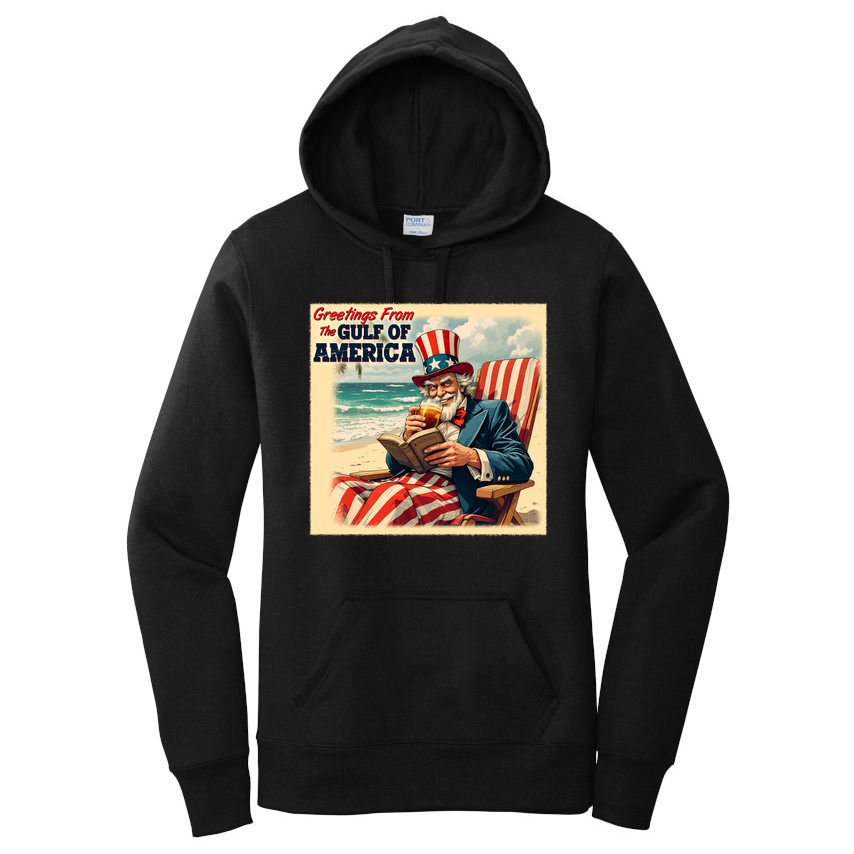 Vintage Greetings From The Gulf Of America Uncle Sam Women's Pullover Hoodie