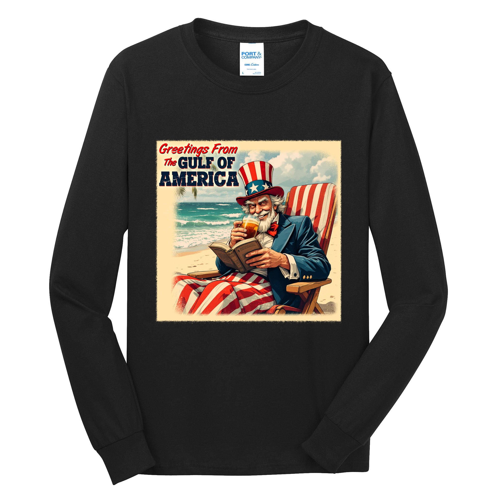 Vintage Greetings From The Gulf Of America Uncle Sam Tall Long Sleeve T-Shirt