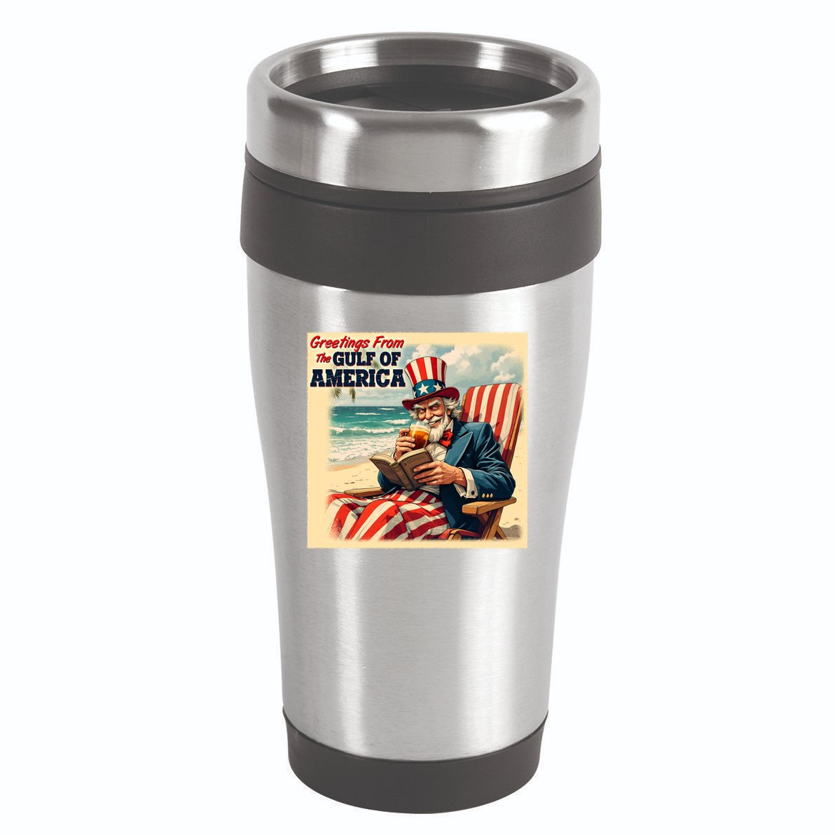 Vintage Greetings From The Gulf Of America Uncle Sam 16oz Travel Tumbler