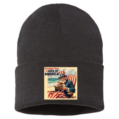 Vintage Greetings From The Gulf Of America Uncle Sam Sustainable Knit Beanie