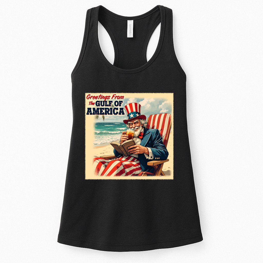 Vintage Greetings From The Gulf Of America Uncle Sam Womens Tank Top