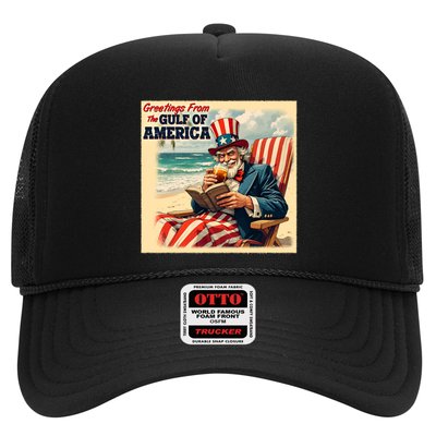 Vintage Greetings From The Gulf Of America Uncle Sam Trucker Hat