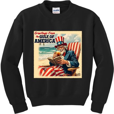Vintage Greetings From The Gulf Of America Uncle Sam Kids Sweatshirt