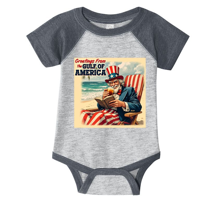 Vintage Greetings From The Gulf Of America Uncle Sam Infant Baby Jersey Bodysuit