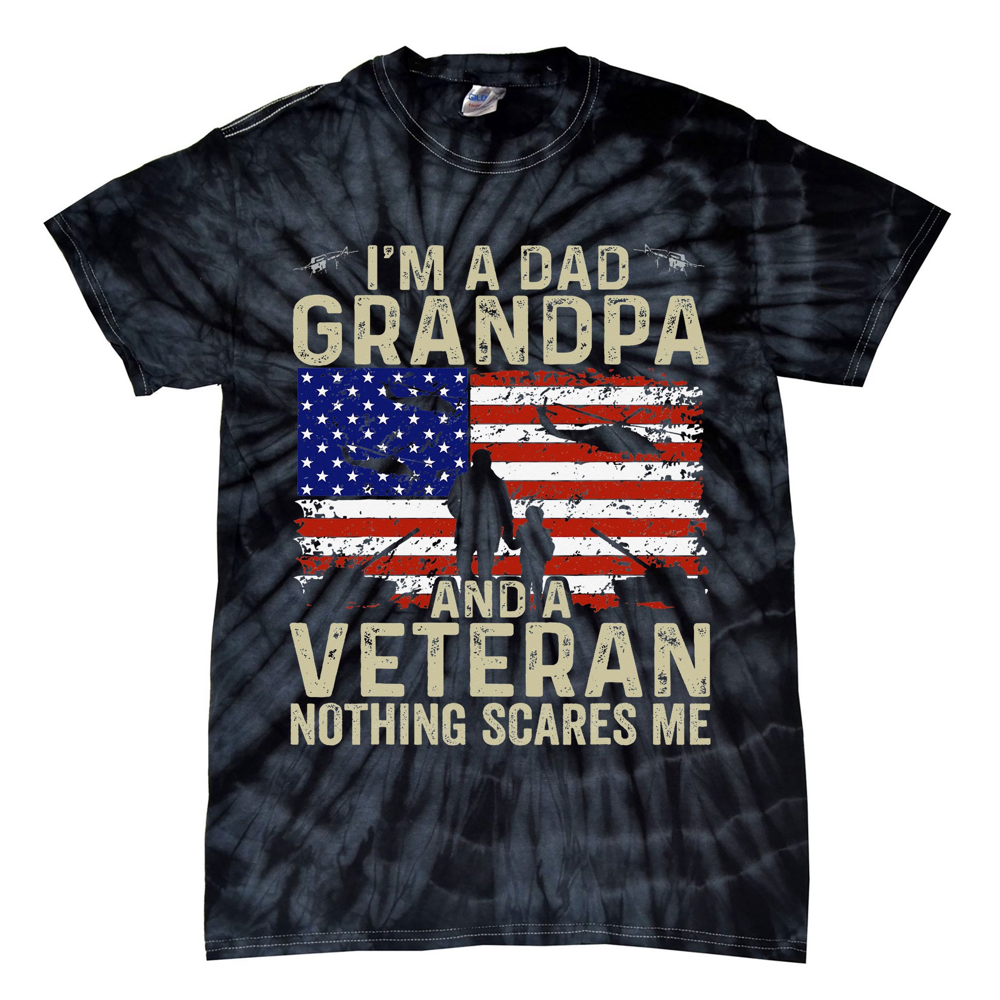 Veteran Grandpa For Grandpa Veteran Fathers Day Tie-Dye T-Shirt