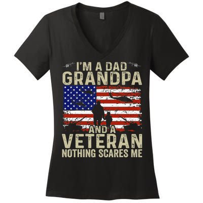 Veteran Grandpa For Grandpa Veteran Fathers Day Women's V-Neck T-Shirt
