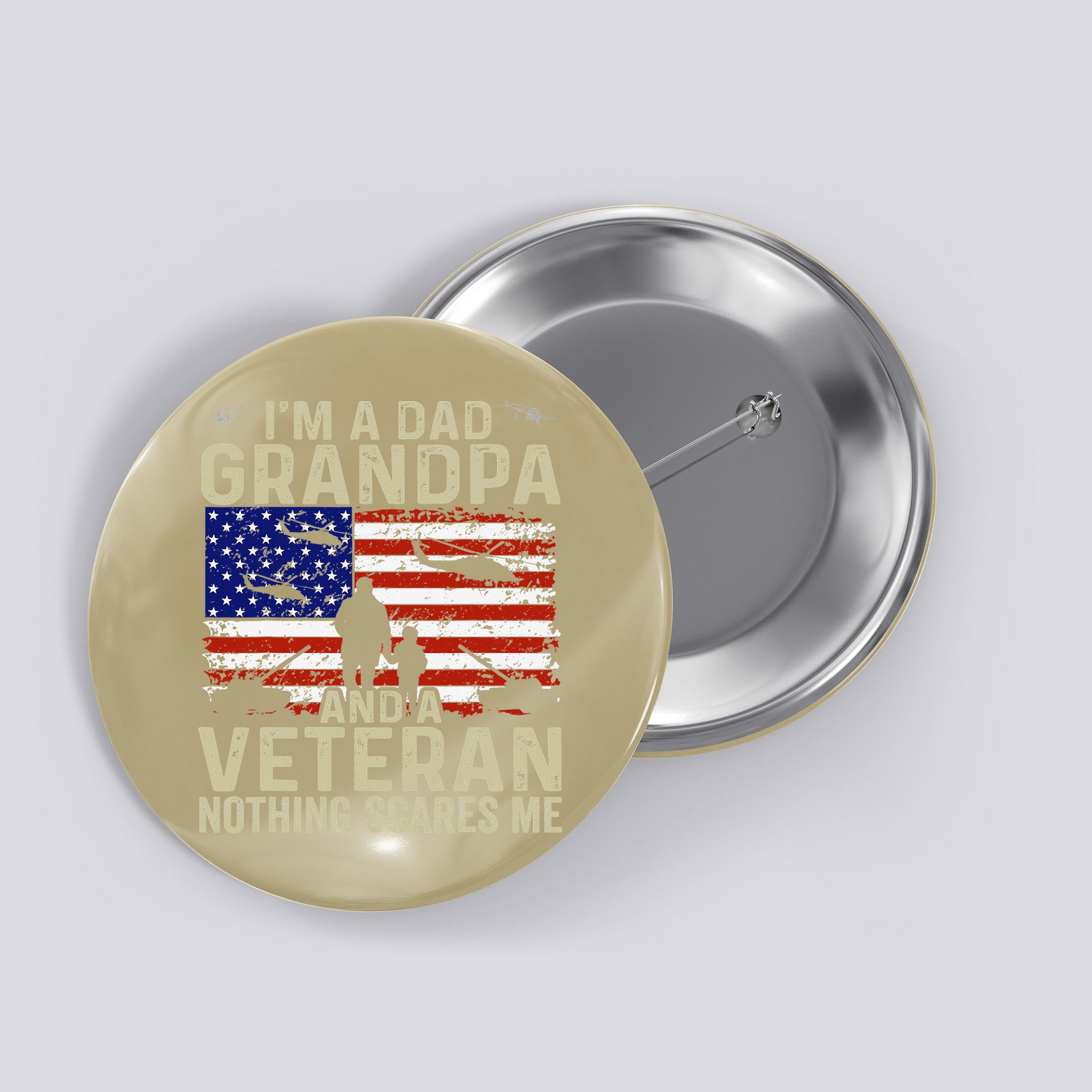 Veteran Grandpa For Grandpa Veteran Fathers Day Button