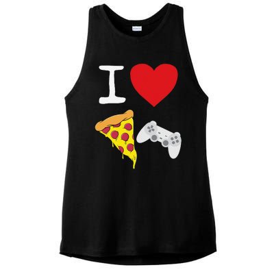 Video Games funny Love Pizza Cheese Slice Ladies PosiCharge Tri-Blend Wicking Tank