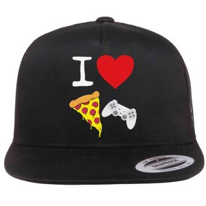 Video Games funny Love Pizza Cheese Slice Flat Bill Trucker Hat