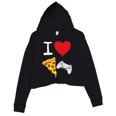 Video Games funny Love Pizza Cheese Slice Crop Fleece Hoodie