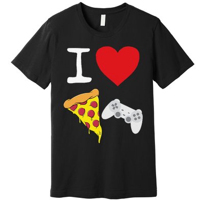 Video Games funny Love Pizza Cheese Slice Premium T-Shirt