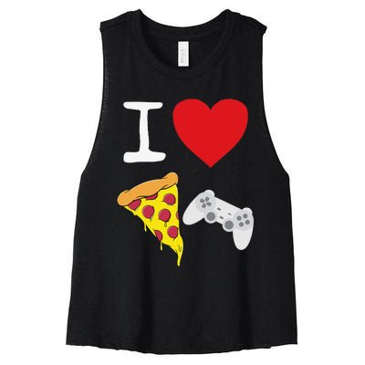 Video Games funny Love Pizza Cheese Slice Women's Racerback Cropped Tank