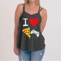 Video Games funny Love Pizza Cheese Slice Women's Strappy Tank