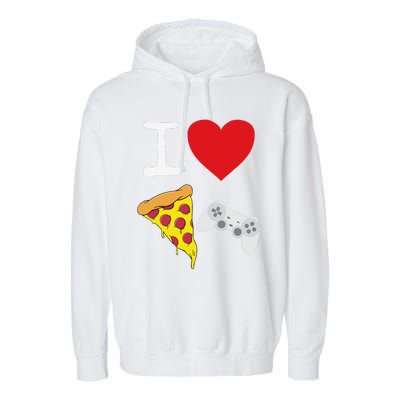 Video Games funny Love Pizza Cheese Slice Garment-Dyed Fleece Hoodie