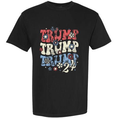 Vintage Groovy Flower Trump Trump Trump 2024 Garment-Dyed Heavyweight T-Shirt